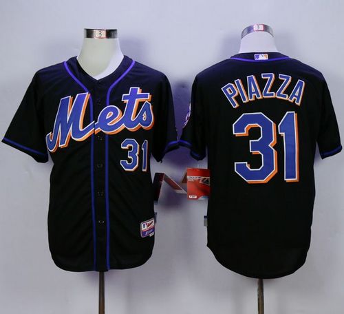 Mets #31 Mike Piazza Black Cool Base Stitched MLB Jersey - Click Image to Close